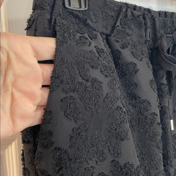 ZARA BLACK VELVET SEMI LINED FLORAL LACE BALLOON DRAWSTRING JOGGERS PANTS SZ MED - Picture 6 of 14